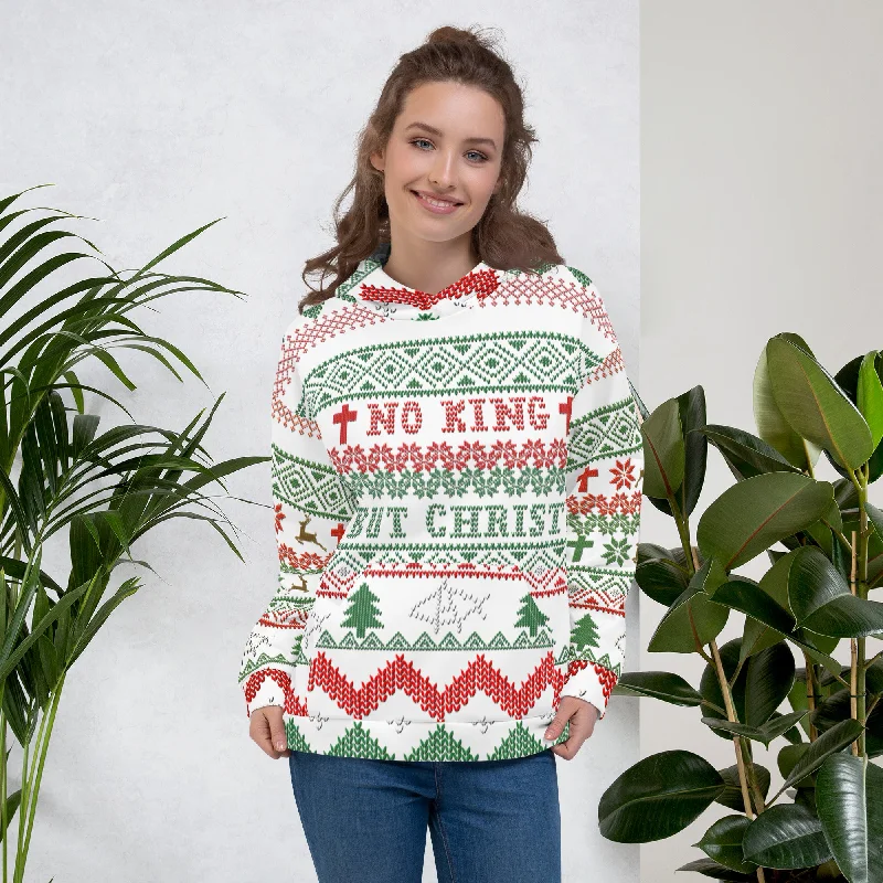 AnarchoChristian No King but Christ Unisex Ugly Christmas Sweater Hoodie Zippered Front Buttoned Front Snap Front AnarchoChristian No King but Christ Unisex Ugly Christmas Sweater Hoodie Zippered Front Buttoned Front Snap Front