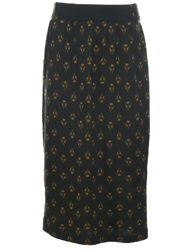 Paisley Print Midi Skirt - S corduroy skirt textured