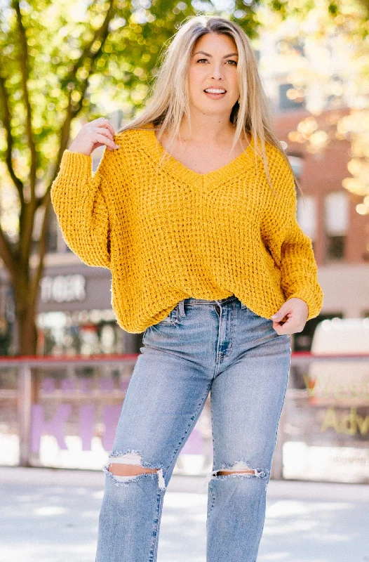Annie Sweater in Mustard Terry Terry Cloth Terry Knit