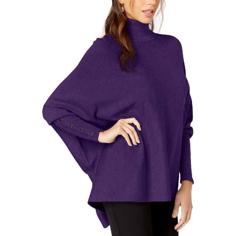 Alfani Womens Turtleneck Casual Poncho Sweater High Neck Crew Neck V-Neck