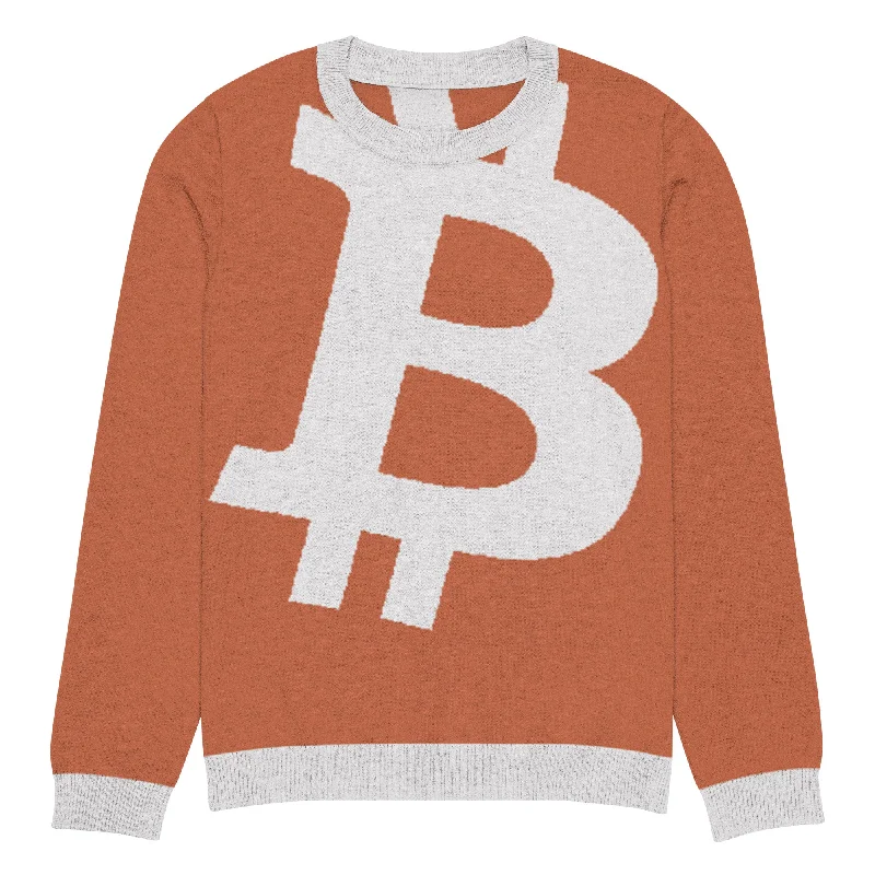 Bitcoin Knitted crew neck sweater Faux Fur Fabric Real Fur Fabric Shearling Fabric