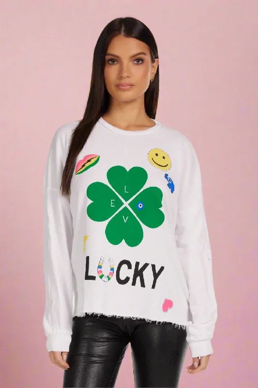 Lauren Moshi Lee Lucky Clover Sweater Glossy Satin Silk