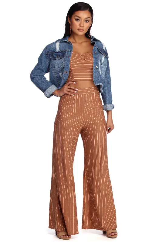 All About The Stripes Wide Leg Pants High-Waist Trousers