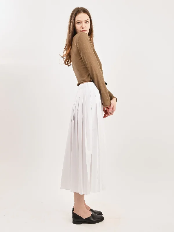 White Nylon Pleated Pull On Skirt cashmere skirt soft