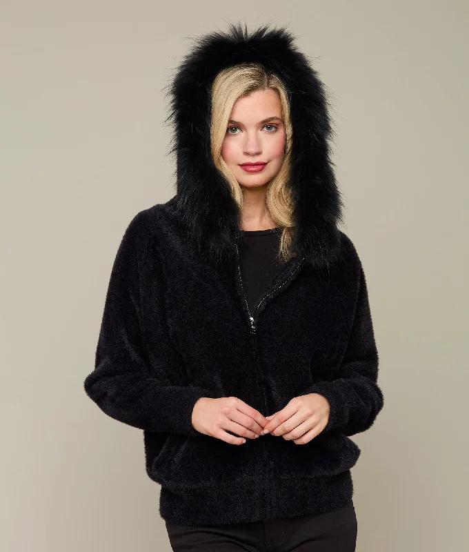 Silk Blend Jacket :: Black Boat Neck Shawl Collar Notched Collar