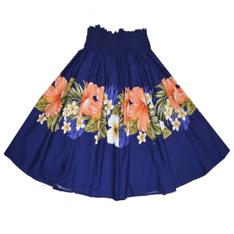 Pa'u Hula Skirt Orange Hibiscus leather skirt bold