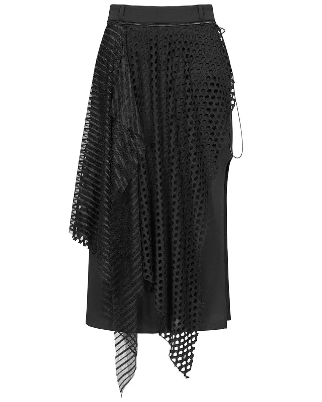 Punk Rave Daily Life ElectroBionic Layered Split Leg Skirt denim skirt stylish