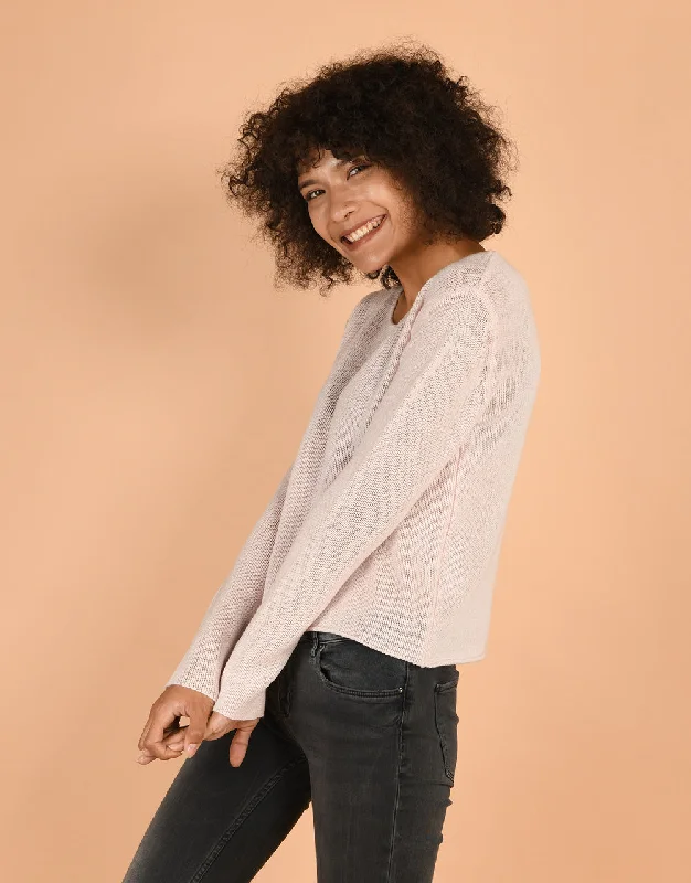 Crew Neck Sweater in Powder Rose Bright Pastel Dark