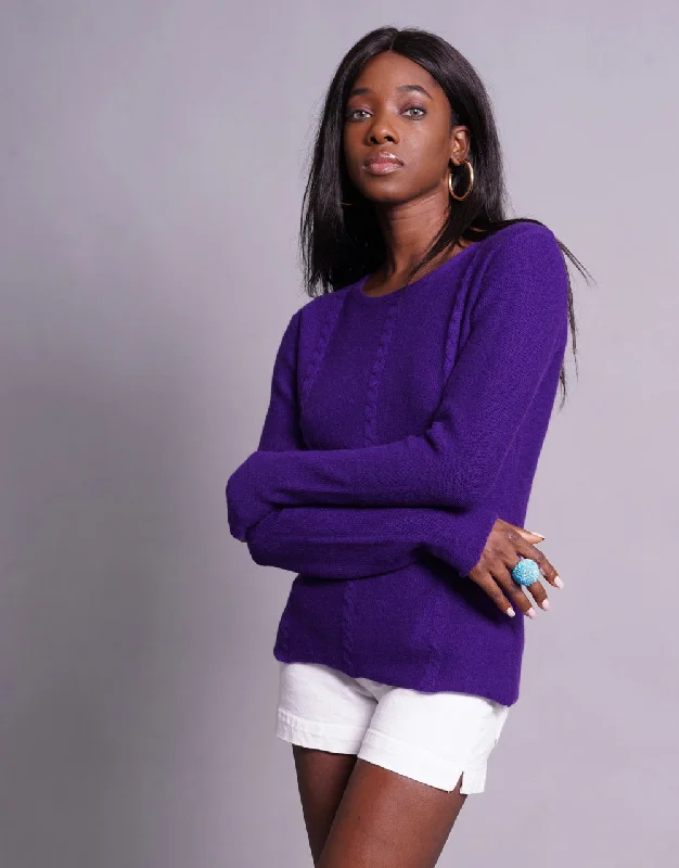 Everyday Cable Sweater in Purple Faux Fur Fabric Real Fur Fabric Shearling Fabric