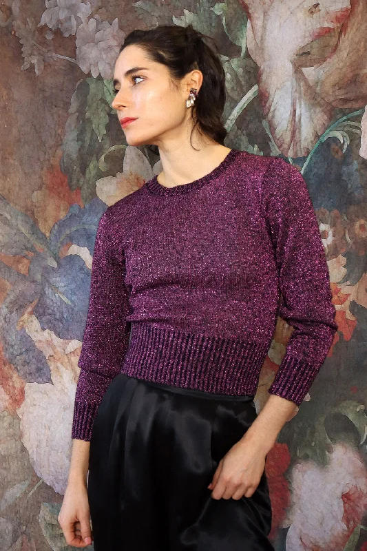 Purple Lurex Sweater XS/S Stretchy Elastic Breathable
