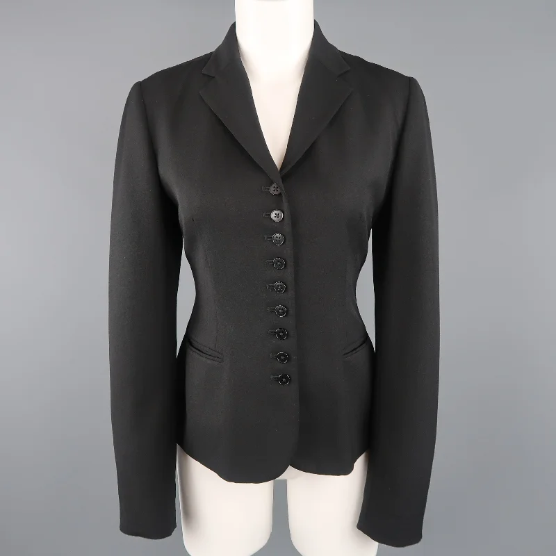 RALPH LAUREN Size 8 Black Notch Lapel 9 Button Sport Jacket Satin Jacket Silk Jacket Chiffon Jacket RALPH LAUREN Size 8 Black Notch Lapel 9 Button Sport Jacket Satin Jacket Silk Jacket Chiffon Jacket