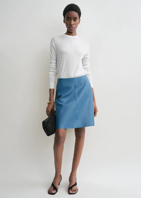 Leather skirt azure denim skirt trendy