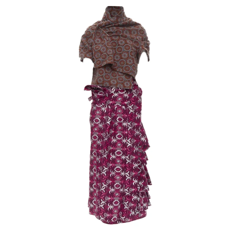 Comme Des Garcons Floral Macrame Wrap Top Ruffle Skirt leather skirt modern
