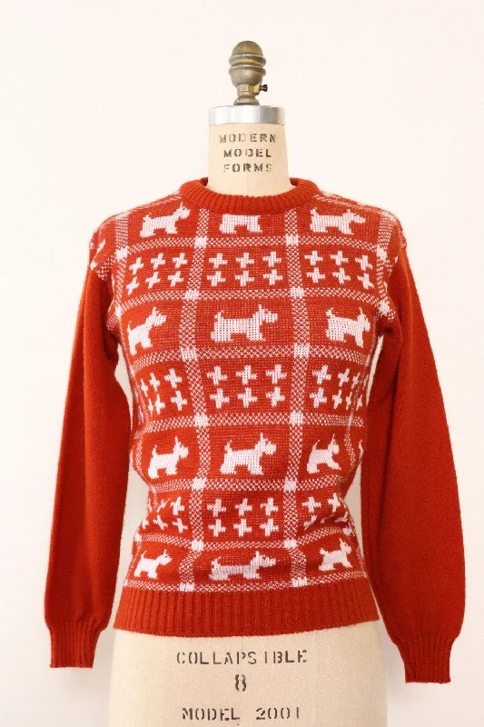 Rust Scottie Sweater M Mesh Sweater Canvas Denim