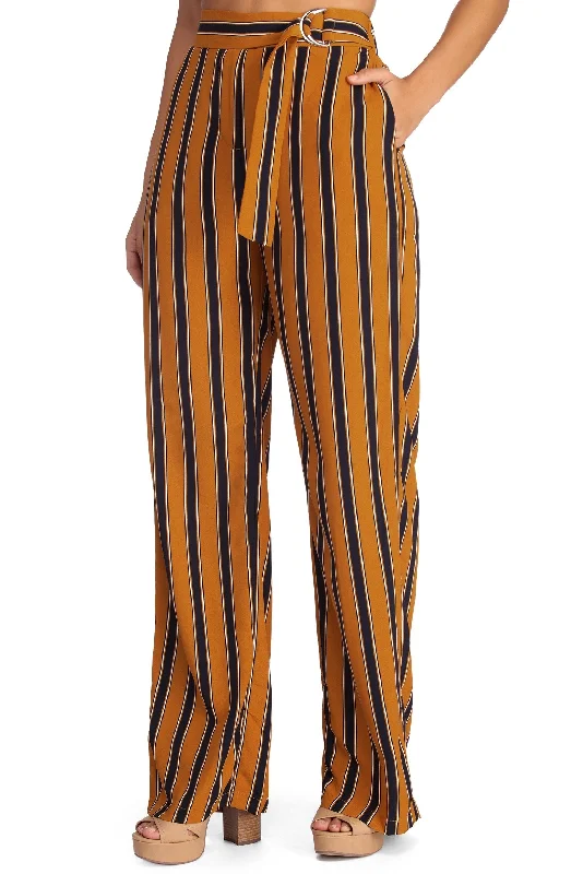 Stripes To Stun Flared Pants Comfy Zip-Up Pants