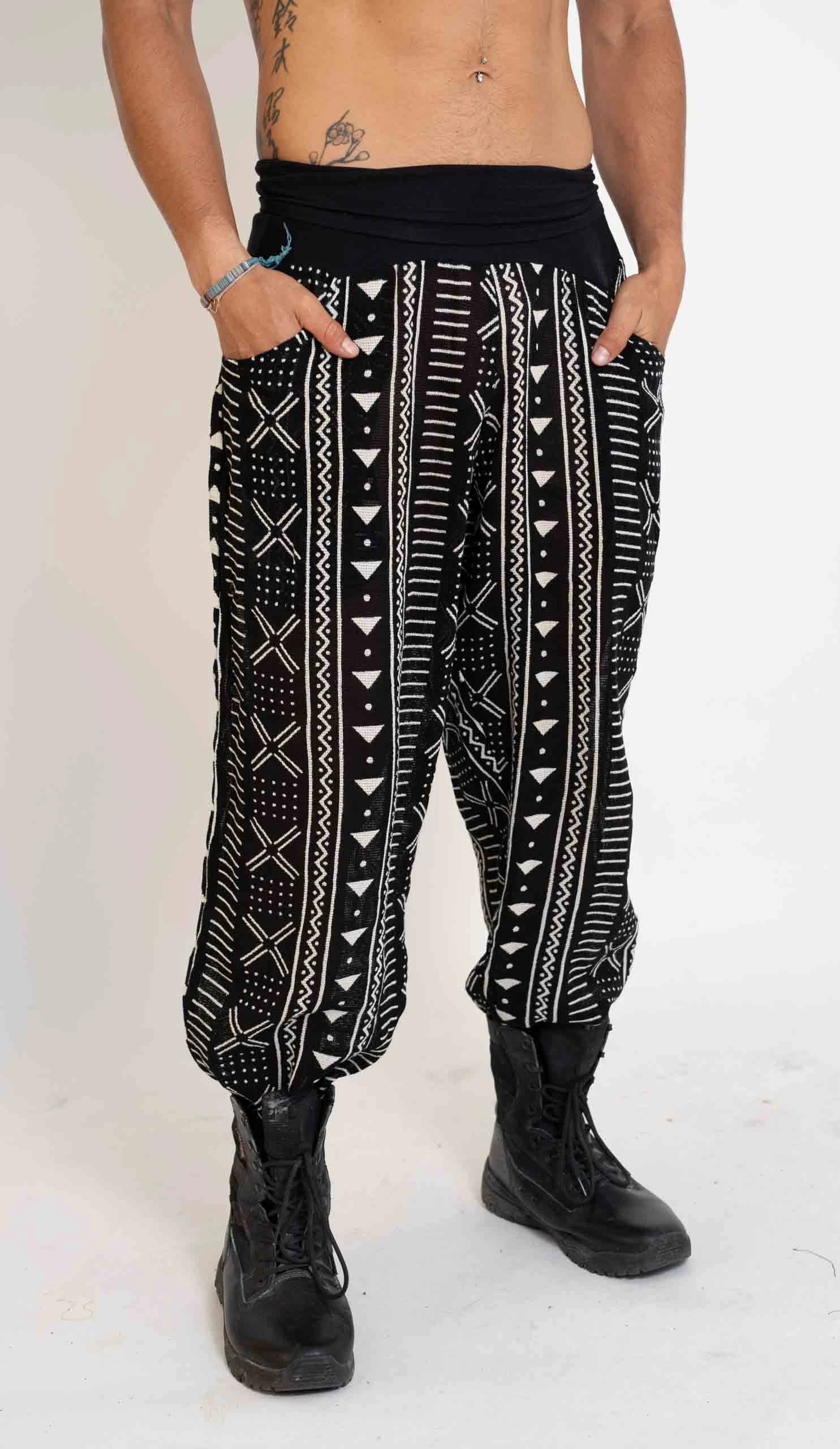 Mud Cloth Print Harem Pants Classic Pleated Pants