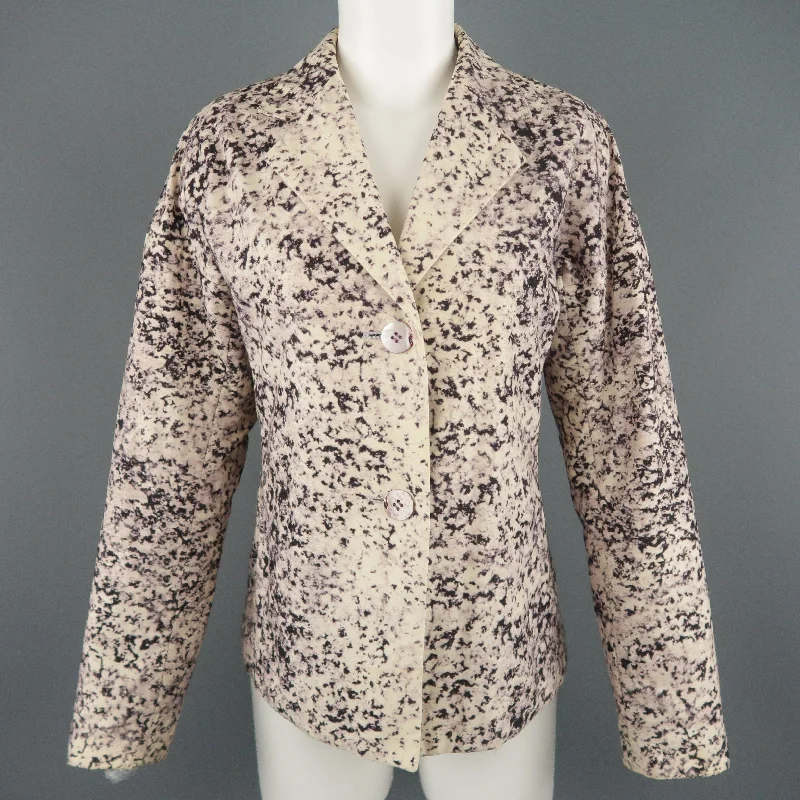 ISSEY MIYAKE Size M Beige Marble Print Notch Lapel Jacket Herringbone Jacket Checkered Jacket Solid Jacket ISSEY MIYAKE Size M Beige Marble Print Notch Lapel Jacket Herringbone Jacket Checkered Jacket Solid Jacket
