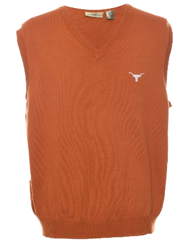 Sweater Terracotta Vest - XL Chenille Brocade Lace