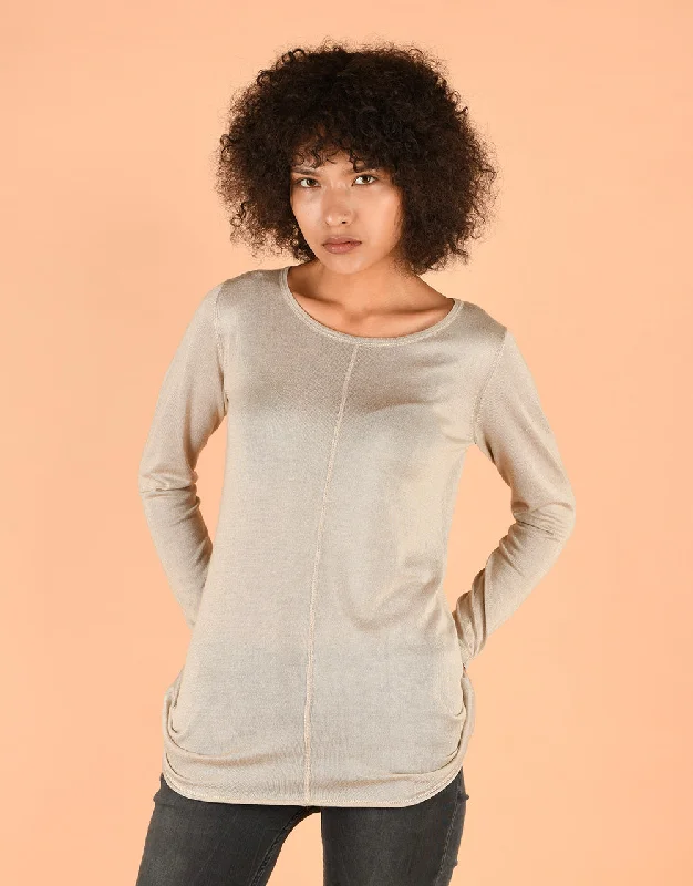 Ultrafine Fitted Sweater in Beige Fitted Slim Tailored